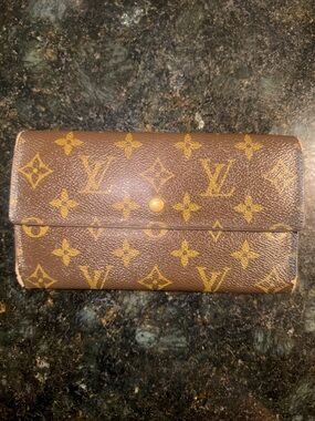 Louis Vuitton Brown Monogram Canvas Continental Wallet with Gold Accents